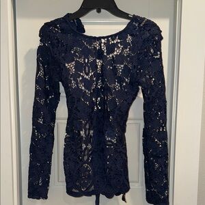 Elegant Navy Lace Women's Top